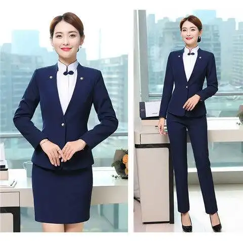 dicify新品酒店前台员工服装前台工作装女职业马甲套装西装正装服务员