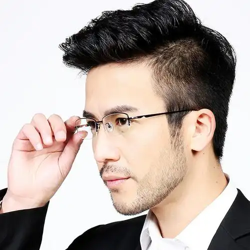 工厂新品纯钛商务眼镜框男高端超轻黑色半框眼镜架