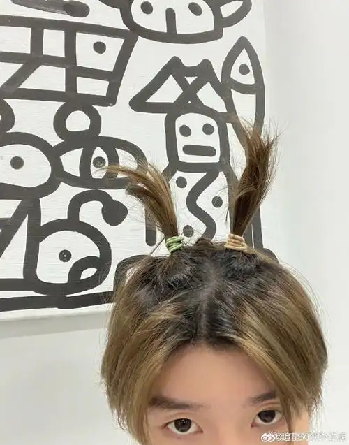 起猛了看见王源扎双小辫了