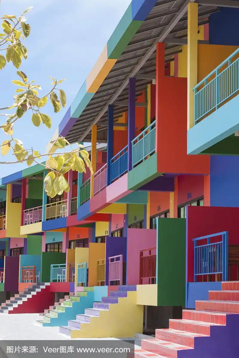 色彩鲜艳,建筑外部,邻居,芭堤雅,美术工艺