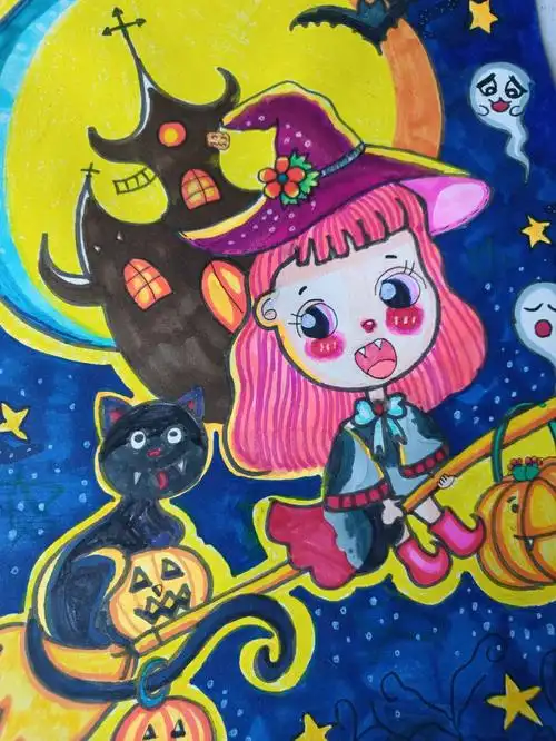 少儿创意美术  #萬聖節  #万圣节装饰  #儿童画