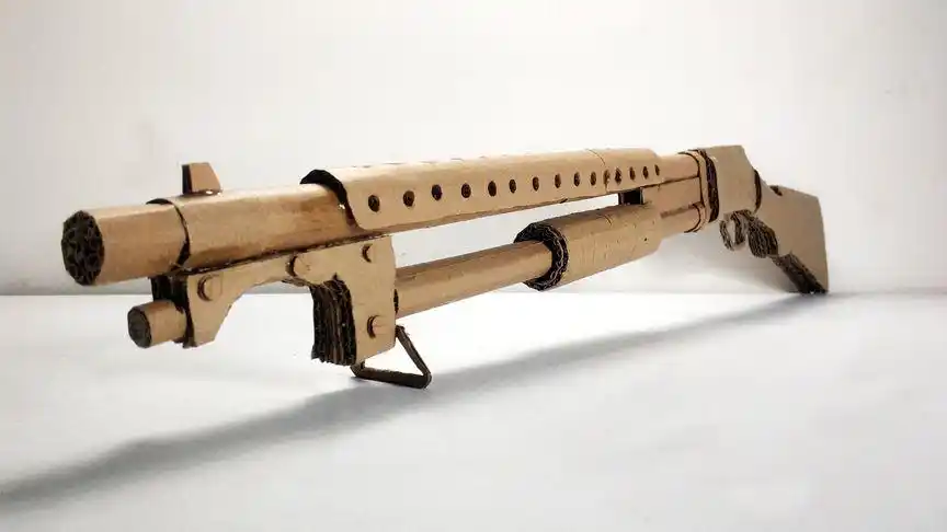 自制和平精英中s1897霰弹枪,用废纸箱就可以做,这也太强了