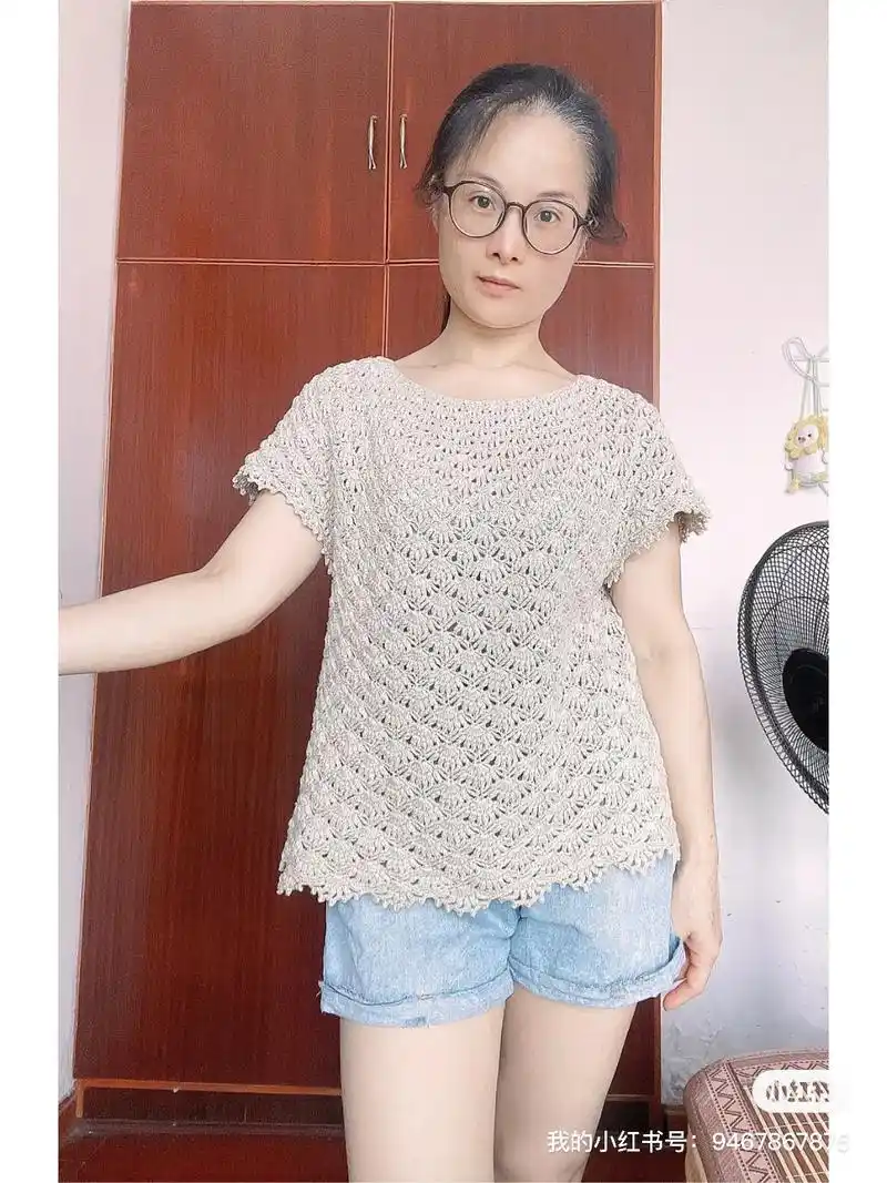 原创领口往下钩针衣(有图解)有手绘图解和详细视频教程#钩针编 - 抖音