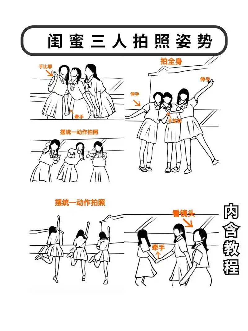 闺蜜三人拍照姿势来啦!快叫上小姐妹一块去拍起来吧～ #闺蜜拍 - 抖音