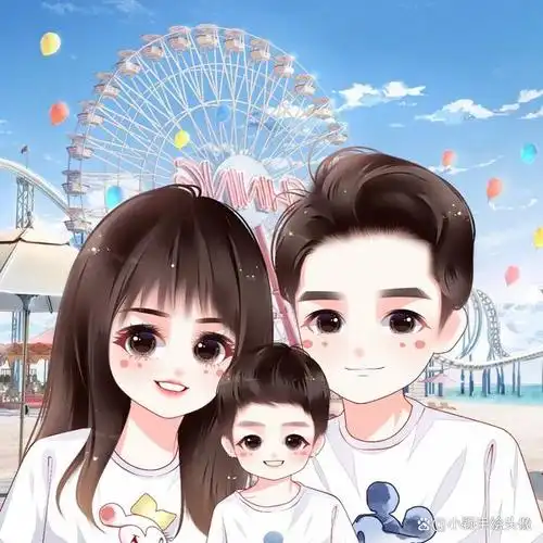 卡通全家福,温馨一家三口,四口,五口漫画头像,可爱又特别