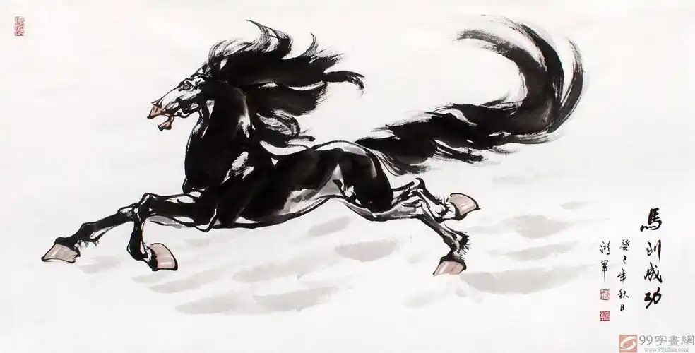 【已售】绥化美协理事徐鸿军四尺骏马图《马到成功》(询价)