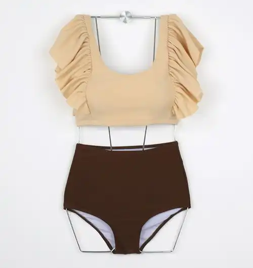 泳衣女泡泡袖爆款纯欲风分体性感度假网红风泡温泉高级感比基尼 - 17