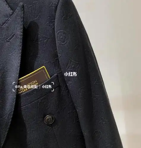 路易威登老花印花羊毛男士双排扣西装外套