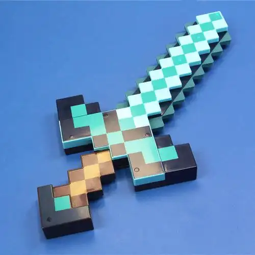 我的世界儿童玩具cosplay道具武器塑料钻石剑镐二合一款可变形
