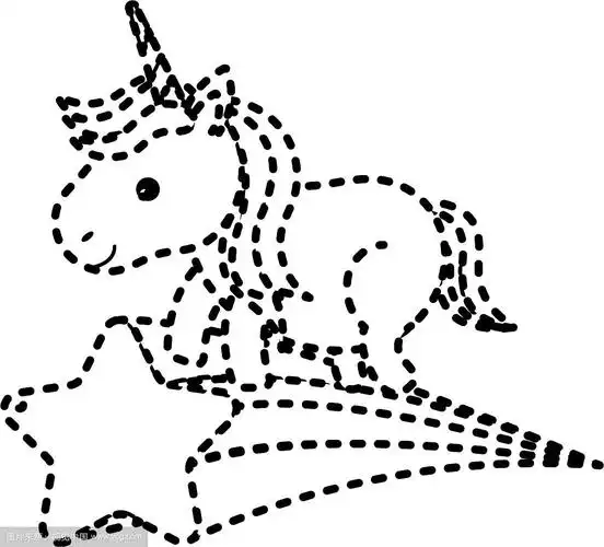 虚线形状不错的独角兽,带有角和射击