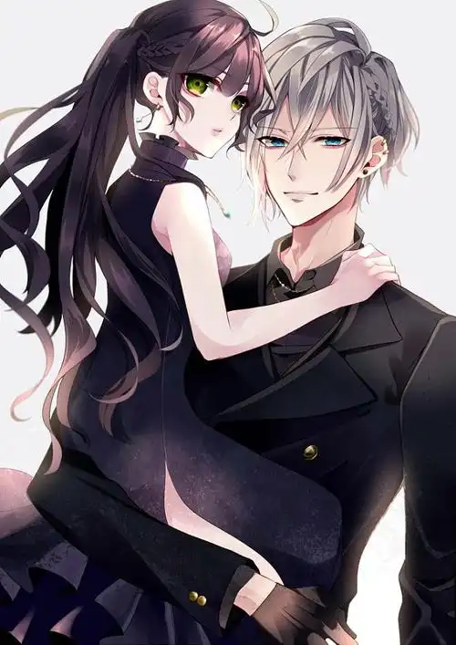 动漫情侣双人男女校园底图