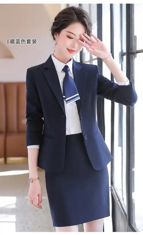 大学生矮小个子女生面试正装套装藏蓝色西装外套女春秋新款修身西服