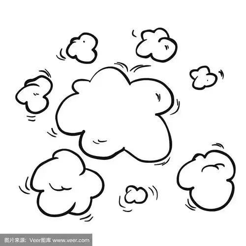 黑白手绘卡通蒸汽