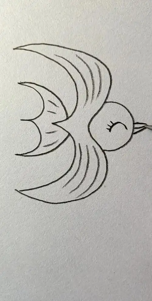 超简单的简笔画,用三个3画一只飞翔的小鸟