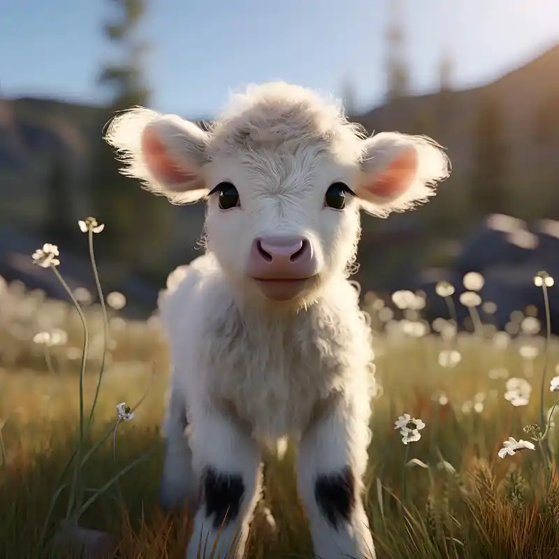 可爱的小牛,它忽闪着亮晶晶的眼睛,悠闲地享受着草地上鲜美的青 - 抖