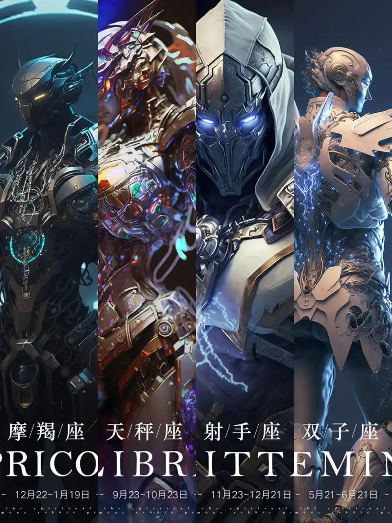 机甲升天82十二星座(合集) ai绘画十二星座机械战甲铠甲!星际战甲!