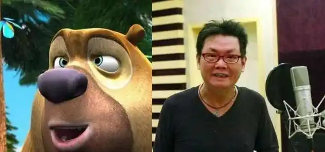 我们看配音演员在面貌上面和熊大是非常相相似的.