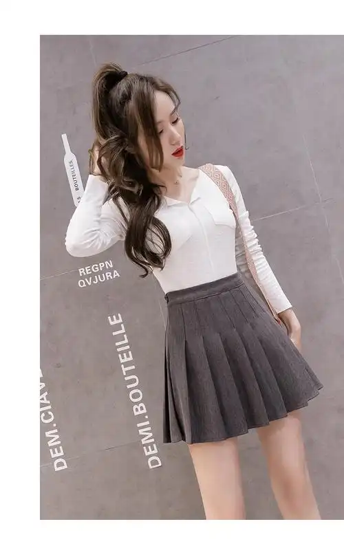 春秋季百褶半身超短裙子防走光学生学院风a字显瘦西装垂感伞裙女