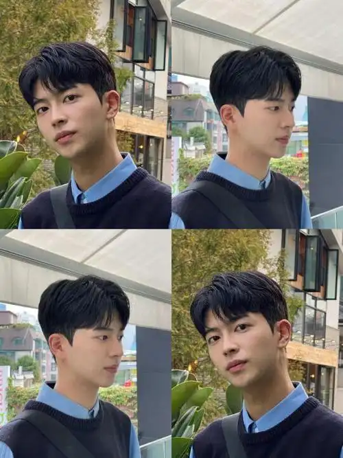 鹅蛋脸三七分发型男生图片