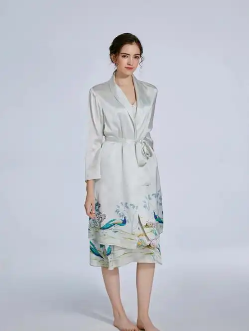 真丝睡衣四件套天然蚕丝