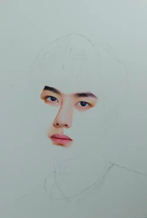 彩铅手绘王一博肖像