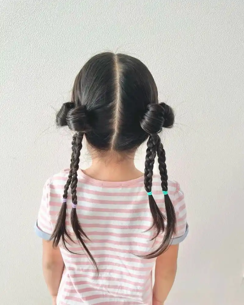 幼儿园上学发型素材之双马尾麻花辫建议收藏 #儿童日常编发# #儿童