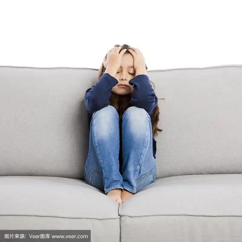 女孩,不高兴的,可爱的,背景分离,仅一个女孩