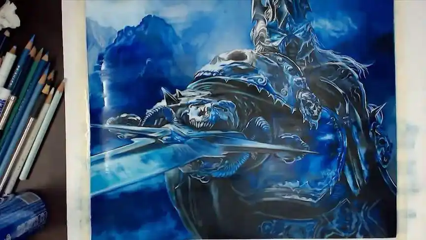 彩铅画 #7 彩铅手绘永远的魔兽世界之冰封王座巫妖王(阿尔萨斯)