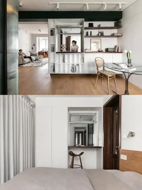 我是99坐标上海的本墨室内设计,这家最不缺的采光啦,卧室和餐厅相邻