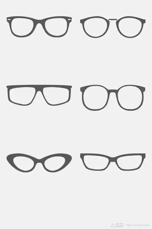 灰正视图加粗镜框眼镜免抠素材模板下载-编号4170212-众图网