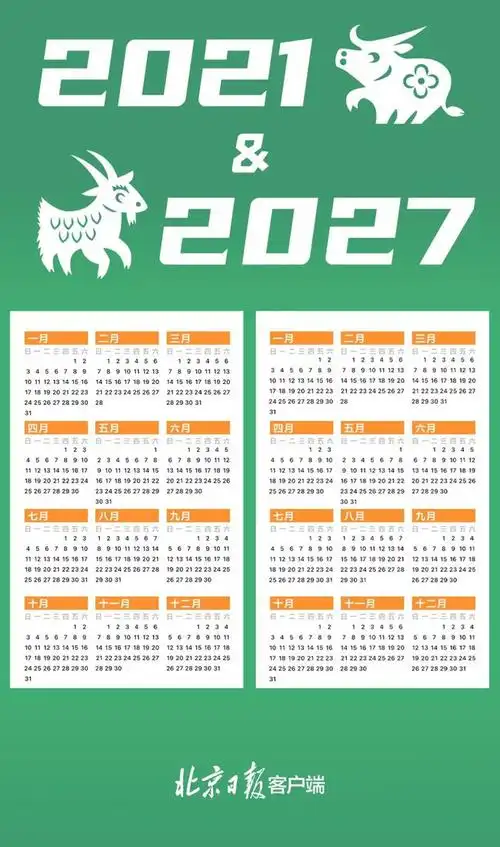 1971年和2021年的日历一模一样50年一遇