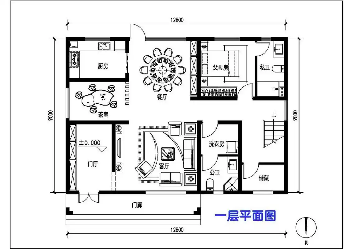户型(一)方正占地120左右 占地面积:120平方  13x9 建筑面积:300平方