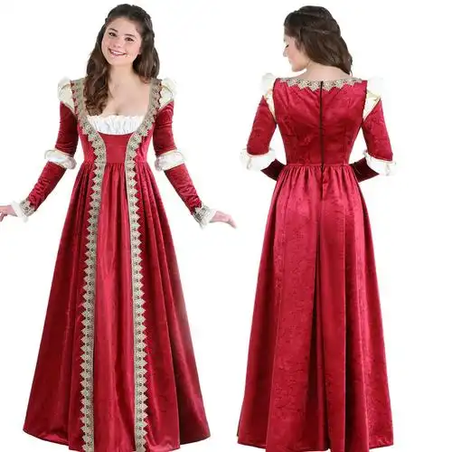 欧洲复古宫廷服 中世纪英国女王装皇后万圣节服装演出服拖地裙