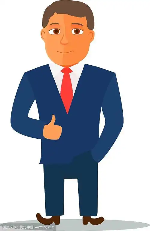 商人卡通人物在蓝色西装