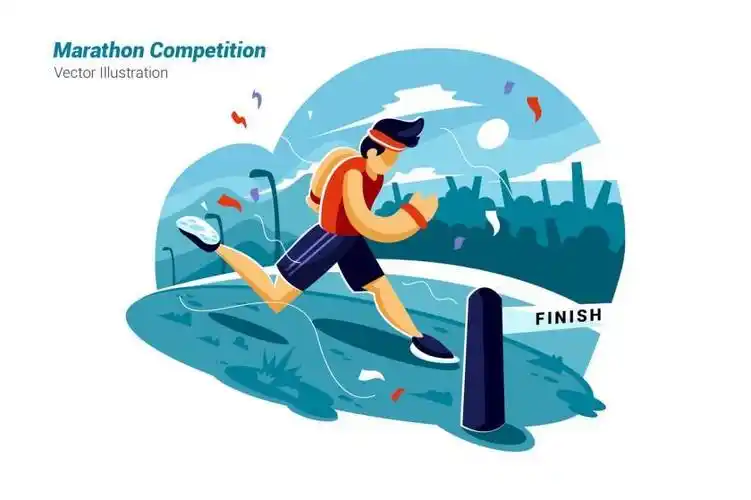 卡通手绘风格的马拉松比赛主题矢量插画素材