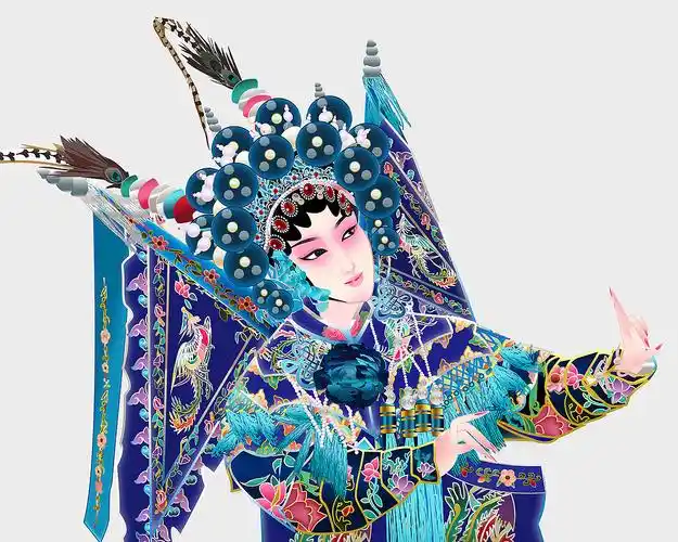 刀马旦武旦京剧人物矢量插图