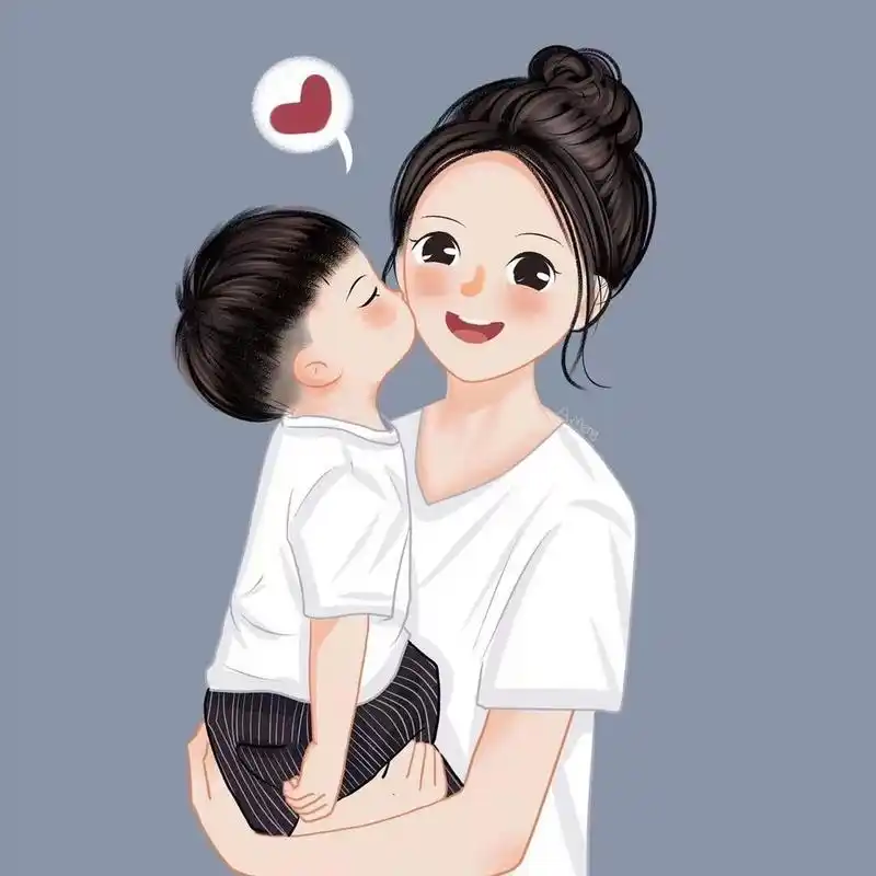 亲子头像手绘/母子头像,图片可取哦!