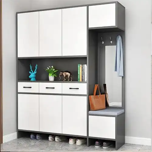 鞋柜玄关柜一体家用门口储物柜子大容量简约衣帽柜组合入户门厅柜