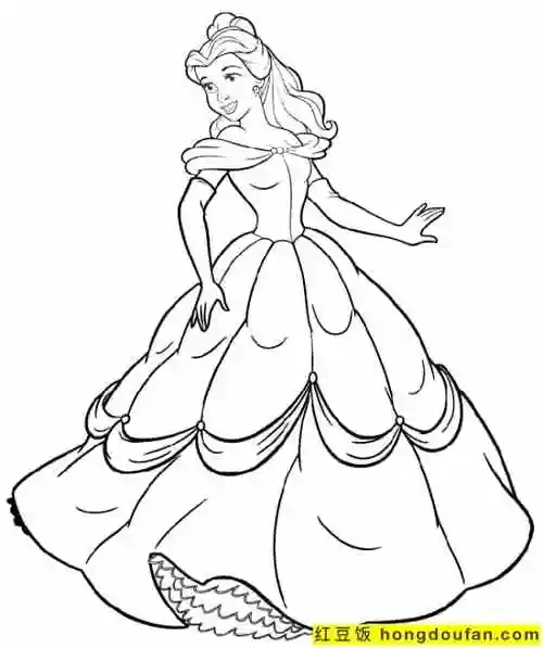 10张3到8岁女孩子们最喜欢的漂亮公主涂色简笔画-红豆饭小学生简笔画
