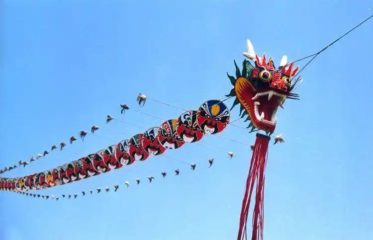 猫乐鱼潍坊传统风筝w大型巨型串式风筝大风筝龙头蜈蚣保飞手握轮风筝