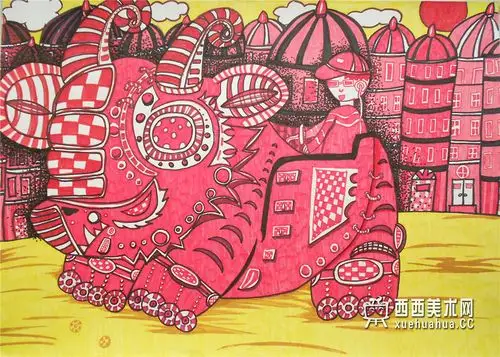 一等奖儿童获奖科幻画《残疾人的福星》欣赏