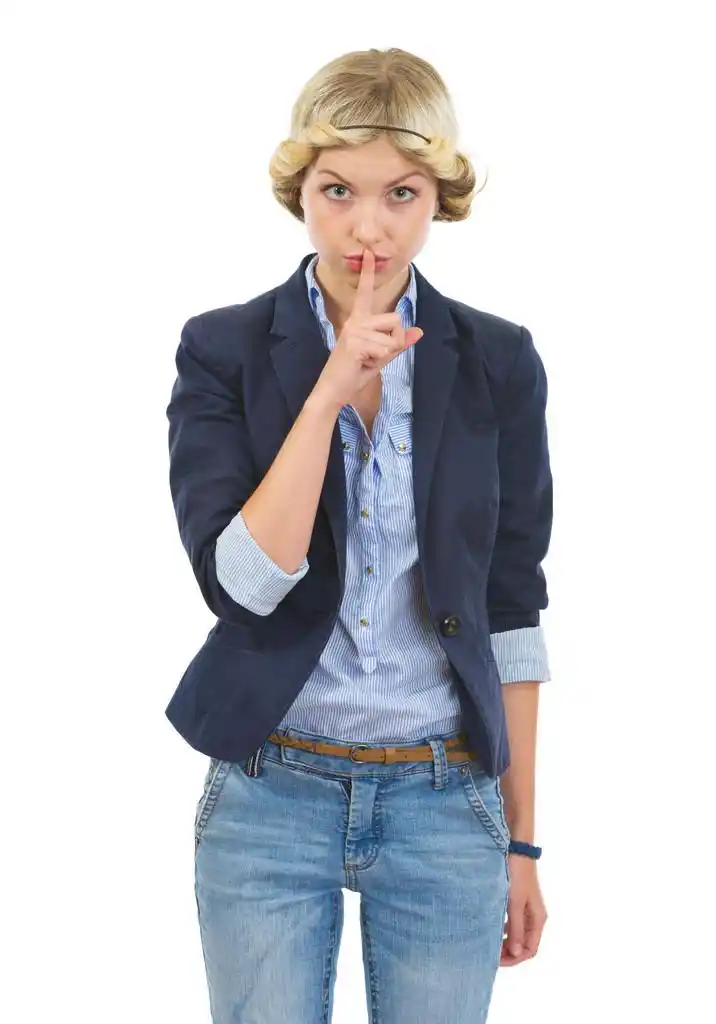 少女显示嘘的手势,少女显示嘘的手势