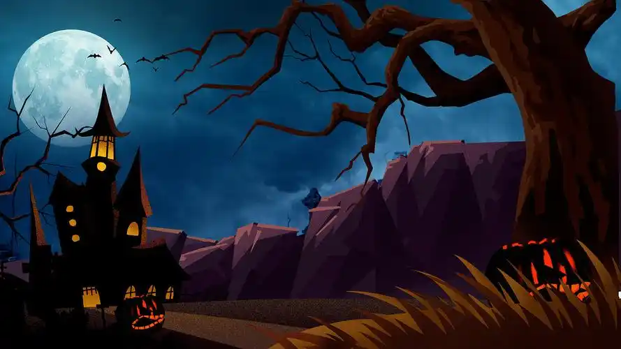 4k恐怖万圣节孤独城堡视频背景ae模板万圣节背景