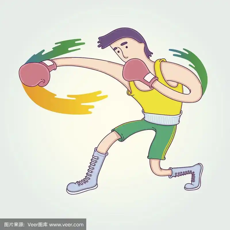 人物卡通拳击手步法.