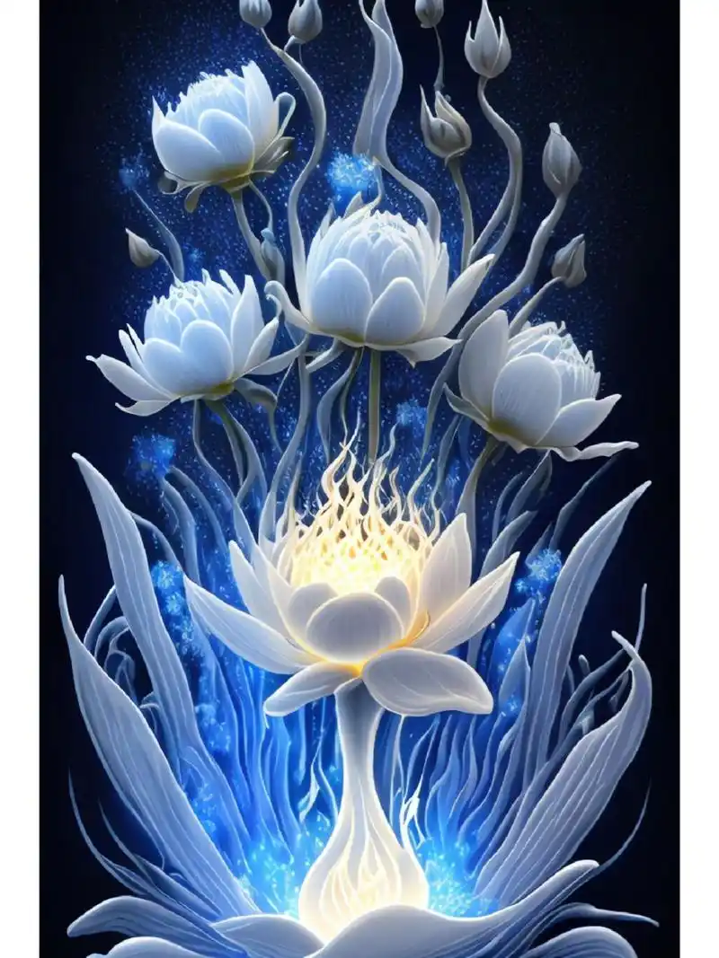 蓝色莲花 ,佛光普照,佛缘. #ai绘画