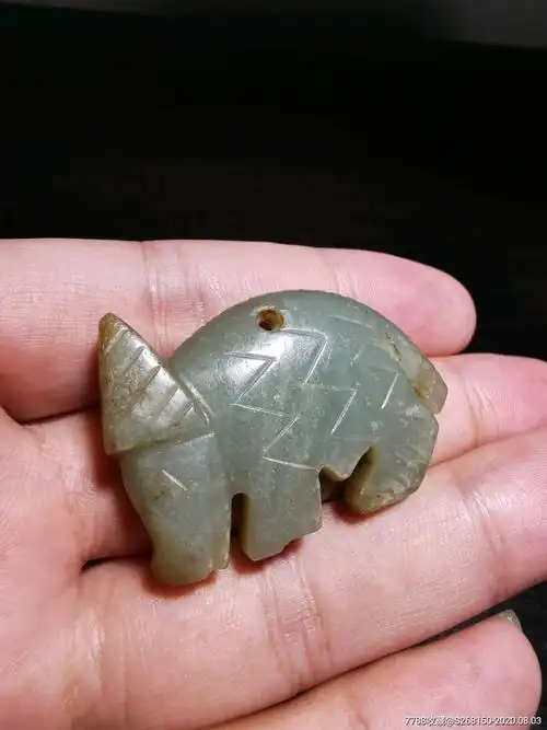 商周风格高古玉和田玉阴刻玉兽挂件把件古玉老玉