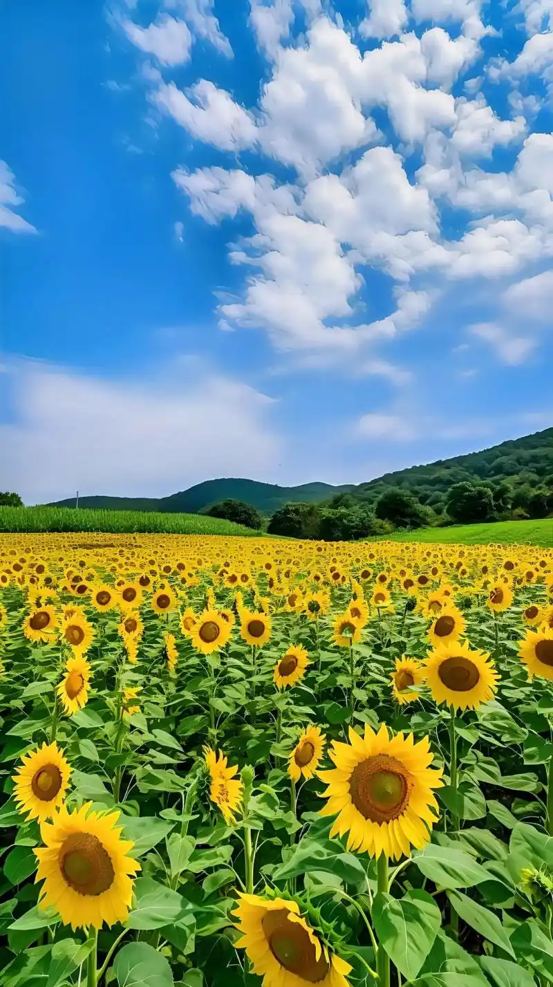 看见蓝天白云向日葵有让你变得更开心么