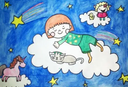 少儿书画作品-《梦中云端》/儿童书画作品《梦中云端》欣赏_中国少儿