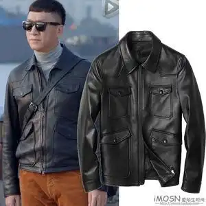 好先生男明星孙红雷同款真皮衣短夹克黑色山绵羊皮外套2021春秋冬