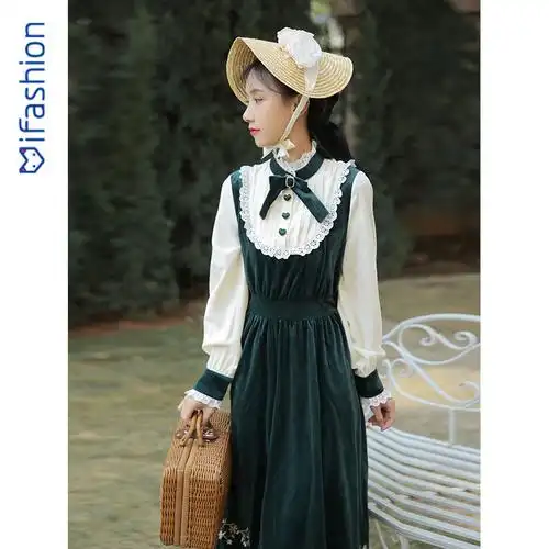 春冬复古法式宫廷风洋装中世纪凡尔赛轻lo在逃公主欧式丝绒连衣裙